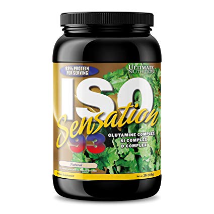 Ultimate Nutrition ISO Sensation 93 100% Whey Protein Isolate Powder with 30 Grams of Protein - Low Carb, Keto Friendly, Natural, 2 Pounds