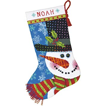 Dimensions Needlecrafts Dimensions Patterned Snowman STOCKING Needlepoint Kit, 71-09155