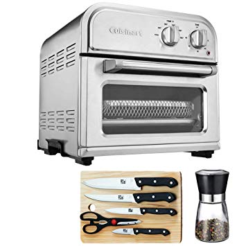 Cuisinart High-Efficiency AirFryer Silver (AFR-25) with Deco Gear Salt Mill, Spice Mill and Pepper Grinder, Stainless Steel with Glass Bottle & Home Basics 5-Piece Knife Set with Cutting Board