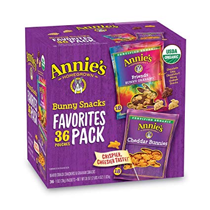 Annie's Homegrown Bunny Snacks Favorites Variety Pack, 36 Count, Pack of 1