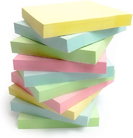 400 Quality PASTEL Colours Removable Sticky Post It Notes 76x76mm 4 pads of 100 sheets - Blue, pink, green, yellow