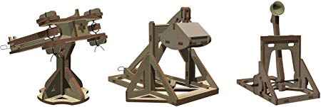 Abong Wooden Mini Medieval Desktop Warfare Model Kits To Build â€“ Catapult, Trebuchet, And Ballista â€“ Includes All 3 Models - Stem Model Kits