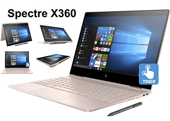 HP Spectre x360 13t Ultra Light Convertible 2-in-1 Laptop/Tablet (Intel 8th gen Quad Core Processor, 16GB RAM, 512GB SSD, 13.3" FHD (1920x1080) Touch, Active Stylus Pen, Win 10 Pro) Rose Gold