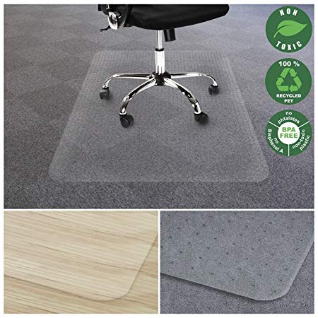 Office Marshal Chair Mat for Carpet | Eco-Friendly Series Chair Floor Protector | 100% Recycled (PET) Floor Mat for Office or Home Use | Multiple Sizes | Translucent - 30'' x 48''