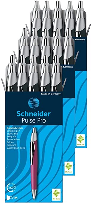 Schneider Pulse Pro Retractable Ballpoint Pens, Black Barrel, Black Ink, 30 Pack (30131)