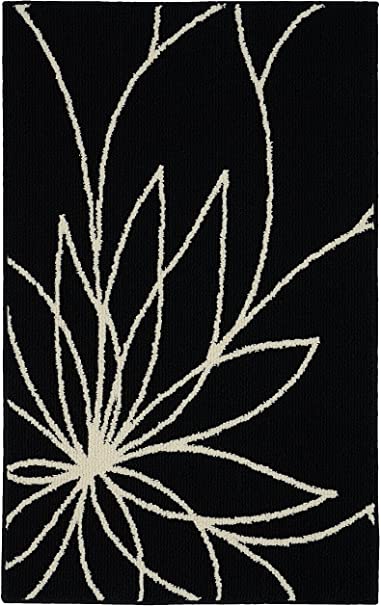 Garland Rug Grand Floral Area Rug, 30 x 46, Black/Ivory