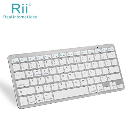 Rii® Bluetooth Wireless Keyboard BT09 for iOS Android Windows, iPhone, iPad , Galaxy Tab, Mac, and any bluetooth enabled device (White)