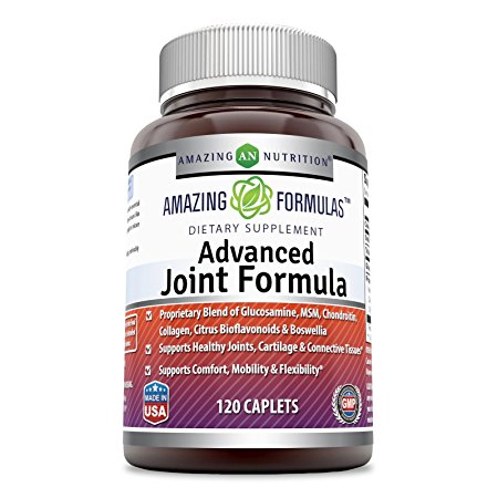 Amazing Formulas Advanced Joint Formula 120 Caplets - Proprietary Blend of Glucosamine, MSM, Chondroitin, Collagen, Citrus Bioflavonoids & Boswellia
