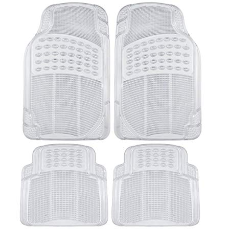 BDK Universal Fit 4-Piece Heavy Duty All Weather Protection Floor Mat - Rubber (Clear)