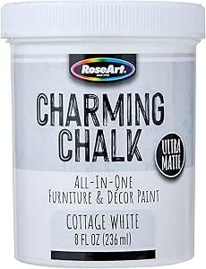 Charming Chalk All-In-One Furniture & Décor Paint - 8oz Cottage White, Ultra Matte Chalk Finish Paint, Ideal For All Techniques Including Distressing, No Prep Needed, Made In USA