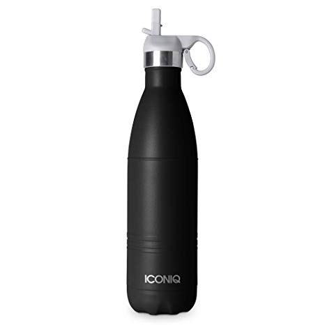 ICONIQ Stainless Steel Vacuum Insulated Water Bottle with Pop Up Straw Cap | 25 Ounce