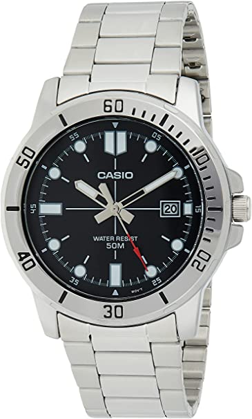 Casio MTP-VD01D-1EV Men's Enticer Stainless Steel Black Dial Casual Analog Sporty Watch