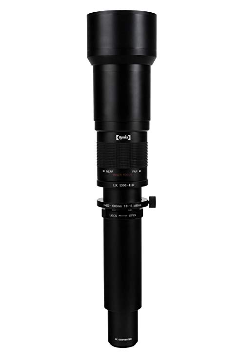 Opteka 650-1300mm (with 2X- 1300-2600mm) Telephoto Zoom Lens for Canon EOS 7D, 6D, 5D, 5Ds, 1Ds, 80D, 77D, 70D, 60D, 60Da, 40D, T7s, T7i, T6s, T6i, T6, T5i, T5, T4i, T3i, SL2, SL1 Digital SLR Cameras