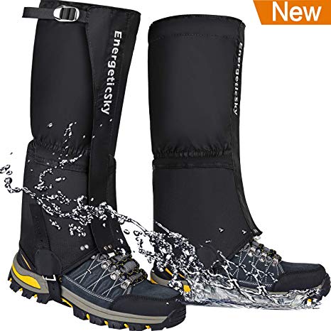 EnergeticSky Leg Gaiters Waterproof Snow Boot Gaiters for Men and Women,Gaiters for Hiking,Snowshoeing,Hunting,Climbing,Running,1000D Anti-Tear Oxford Cloth Hiking Gaiters.