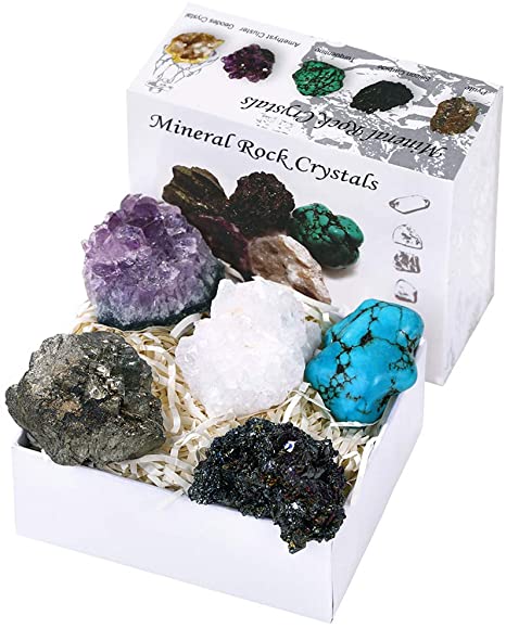 CXD-GEM Mineral Rock Crystals Gift Box Healing Gemstone Collection - Irregular Stone Specimen(Set A)
