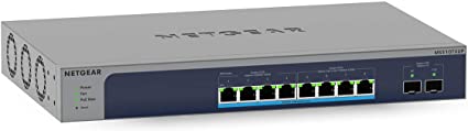 NETGEAR 10-Port Ultra60 PoE 10G Multi-Gigabit Ethernet Smart Switch (MS510TXUP) - Managed, with 8 x PoE   @ 295W, 2 x 10G SFP , Optional Insight Cloud Management, Desktop or Rackmount