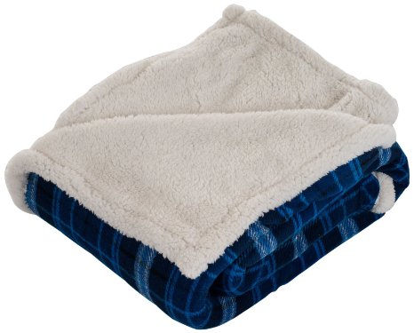 Lavish Home Throw Blanket FleeceSherpa Blue