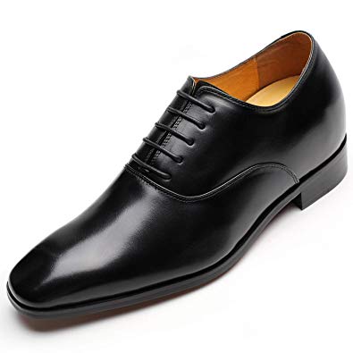 CHAMARIPA Men's Invisible Height Increasing Elevator Shoes-Black Lace-up Formal Oxford Tuxedo Derby Toe Dress Shoes-2.76 Inches K65K03