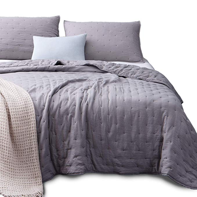KASENTEX Quilt-Coverlet-Bedspread-Blanket-Set   Two Shams, Ultra Soft, Machine Washable, Lightweight, All Season, Nostalgic Design - Hypoallergenic - Solid Color