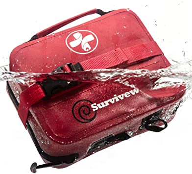 Surviveware Large Waterproof First Aid Kit for Kayak, Boating, Backpacking, Snow and Water Sports