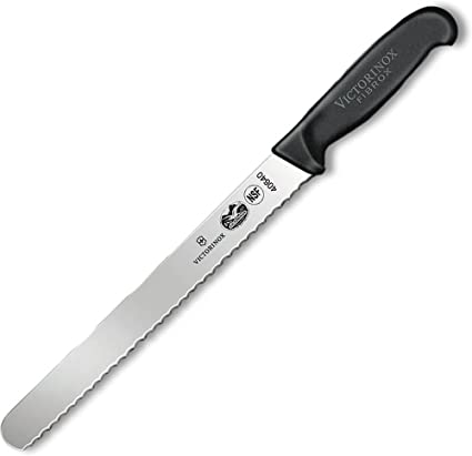 Victorinox Kitchen Fibrox Pro Black Slicing - Serrated, 10" Roast Beef Blade, 1¼" width at handle 5.4233.25