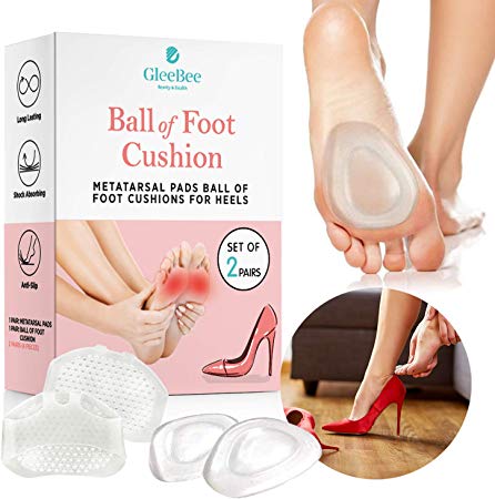 GleeBee Metatarsal Pads Ball of Foot Cushions for Women High Heel Soft Gel Ball of Foot Pads-Callus Metatarsal Foot Pain Relief Bunion Forefoot (T2)