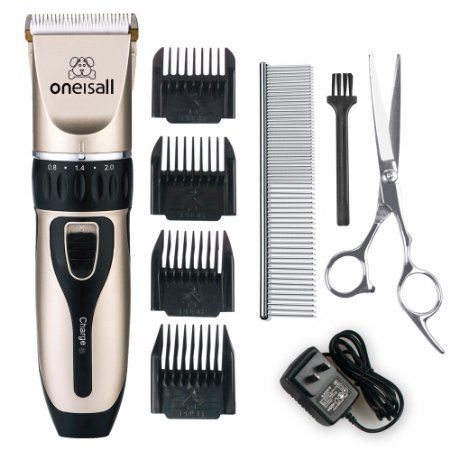 Oneisall Professional Rechargeable Cordless Electric Pet Grooming Trimming Clipper Kits for Dogs Cats