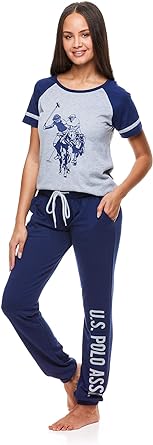 U.S. Polo Assn. Womens Pajama Sets - Tee and Pajama Pants with Pockets Lounge Sets for Women