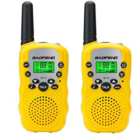 Ammiy BaoFeng BF-T3 Kids Walkie Talkie 22 Channel FRS/GMRS UHF Long Range Two Way Radio (2 pack of radios) Yellow