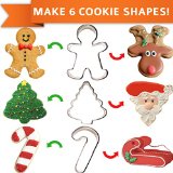 Celebrational SALE Christmas Cookie Cutters Set of 3 Make 6 Holiday Shaped Cookies Gingerbread Man Christmas Tree Candy Cane Reindeer Santa and Sleigh