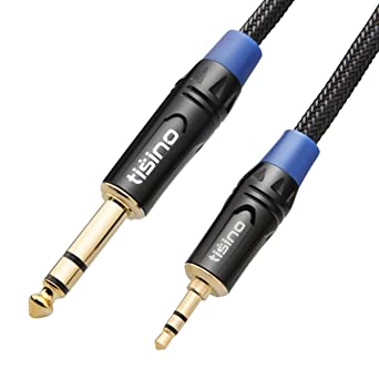 TISINO 3.5mm to 6.35mm Stereo Audio Cable, Nylon Braid Mini Jack to Jack 1/8" to 1/4" TRS Stereo Jack Cable Interconnect Patch Lead Cord - 3m