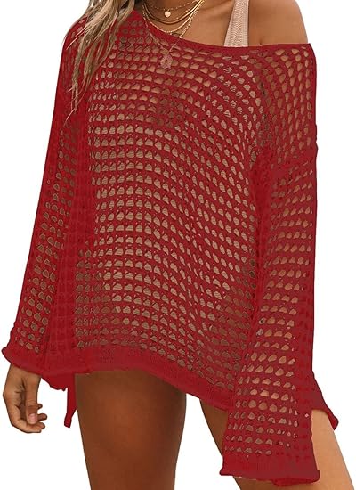 Bsubseach Crochet Cover Ups for Women Sexy Hollow Out Swim Cover Up Knit Summer Outfits