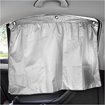 2 pcs 27.6'' x 20.5'' Universal Auto Side Window Curtain With Suction Cup Drapes Car Sunshade UV Protection