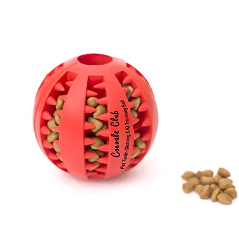 Coevals Club Pet Dog Treat Slow Feed Ball, Interactive IQ Non-Toxic Rubber Dental Treat Tooth Cleaning Toy for Dogs Training Playing Chewing