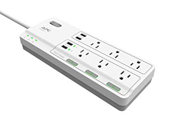 APC Smart Plug Surge Protector Power Strip, 3 Alexa Smart Plugs, 6 Outlets Total with 2160 Joules of Surge Protection, WiFi Smart Plug Outlet Works with Alexa Echo, No Hub Required (PH6U4X32W)