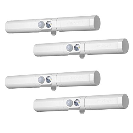 Mr. Beams MB970 Wireless Battery-Powered Indoor-Outdoor Led Slim Safety Light, White, 4-Pack