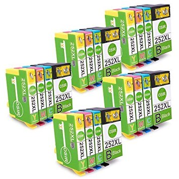 OSIR 5 Set Replacement for Epson 252 Ink Cartridge Compatible With Epson Wf 3640 Wf 3630 Wf 3620 Wf 7610 Wf 7620 Wf 7110 ( 20 packs )