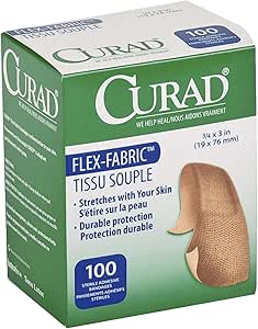 Medline Industries NON25650 Adhesive Bandages, Flex Fabric, 3/4 in.x3 in, 100/BX