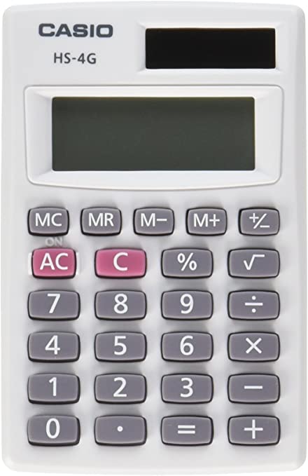 Casio HS-4G Handheld Solar Calculator, Small