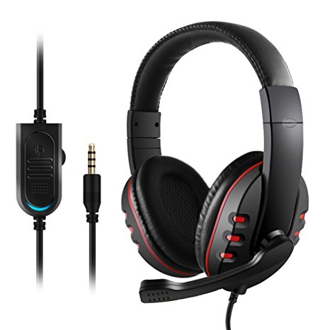 JAMSWALL Gaming Headset 3.5mm Wired Over-head Stereo Headphone with Mic Microphone Volume Control for PS4 Xbox One PC Laptop Smartphone