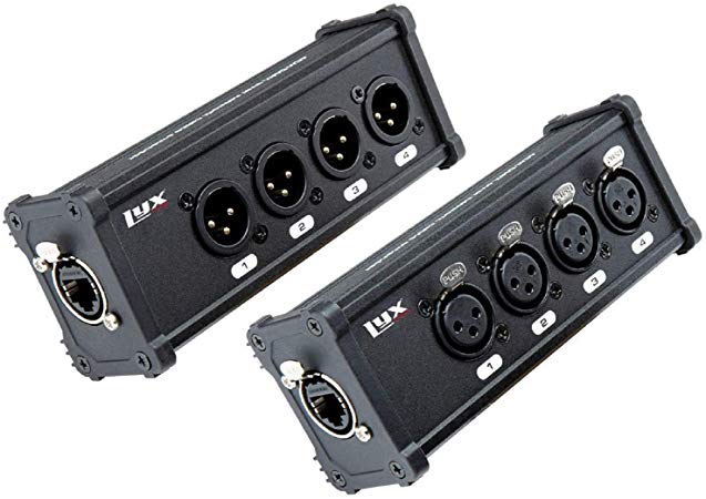LyxPro 4-Channel 3-Pin XLR Multi Network Breakout for Stage Sound - Lighting & Recording Studio – XLR Male and Female to RJ45 Ethercon