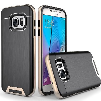 Galaxy S7 Case -- Artech 21 Dallas Lazer Series Slim Dual Layers  Shockproof  Drop Proof  Textured Pattern Anti-Slip Protective Cover Case For Samsung Galaxy S7 -- GoldBlack