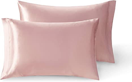 King Size Pillows Cases Set of 2 | Satin Pillowcase for Hair and Skin | Pink, King Pillow Case Covers, 20 x 40 Inch – Satin Weave Silky Comfort | Reduce Skin Irritation & Tame Frizzy Hair