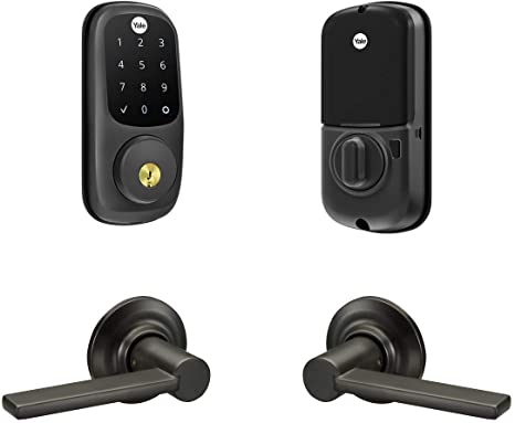 Yale Assure Lock, Wi-Fi and Bluetooth Deadbolt with Valdosta Lever - Works with Amazon Alexa, Google Assistant and HomeKit - Black Suede