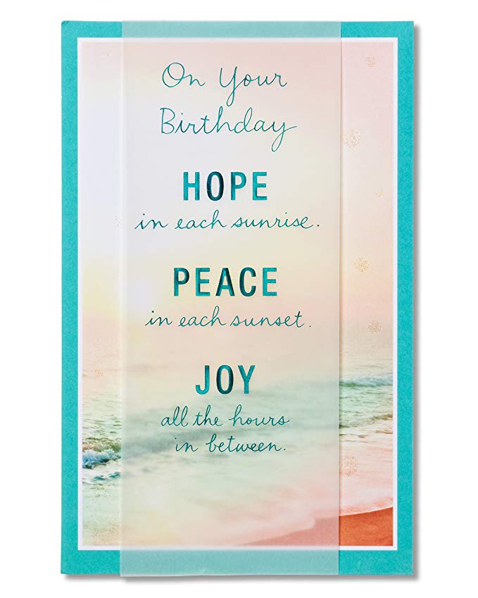 American Greetings Hope Peace Joy Birthday Card with Glitter