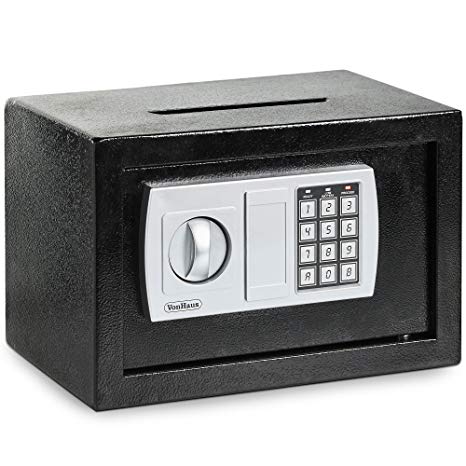 VonHaus Home Safe Box with Key & Electronic Keypad | 8.5 Litre Capacity | 4.3KG Solid Steel