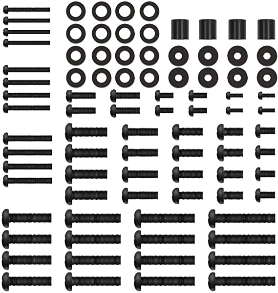 Universal VESA screw set, for TVs up to 80 inches, contains M4 M5 M6 M8 TV screws, washers and spacers, fastening material for TV wall bracket, tv screws, black