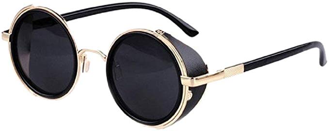 Koly Metal Resin Vintage Retro Cyber Steampunk Mirror Lens Round Women's Sunglasses (TRTAV11A, 53)