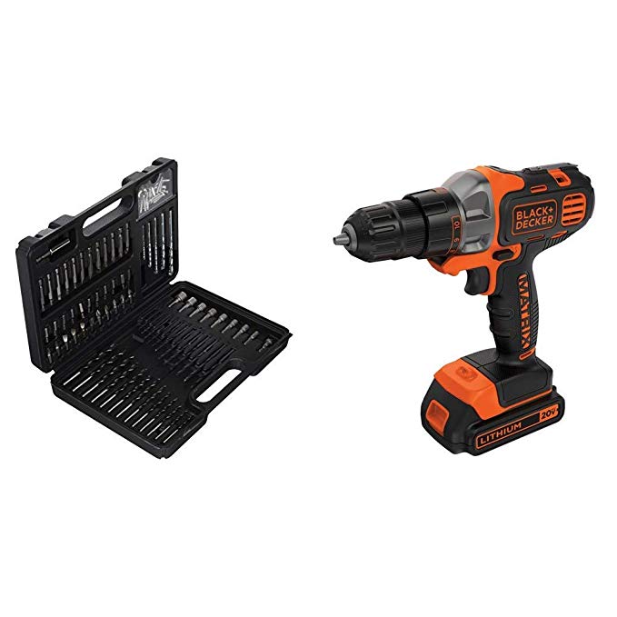 BLACK DECKER BDA91109 Combination Accessory Set, 109-Piece with BLACK DECKER BDCDMT120C 20-Volt MAX Lithium-Ion Matrix Drill/Driver