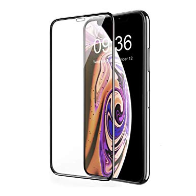 Glass Screen Protector Compatible with iPhone Xs Max (6.5") [Edge to Edge Coverage] Full Protection Durable Tempered Glass for iPhone Xs Max Bubble-Free Anti-Scratch (Black Clear)